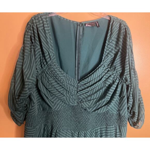 Asos Design Green Pleated Ruched Front Pleated Midi Evening Dress US Size 22 - Picture 3 of 7